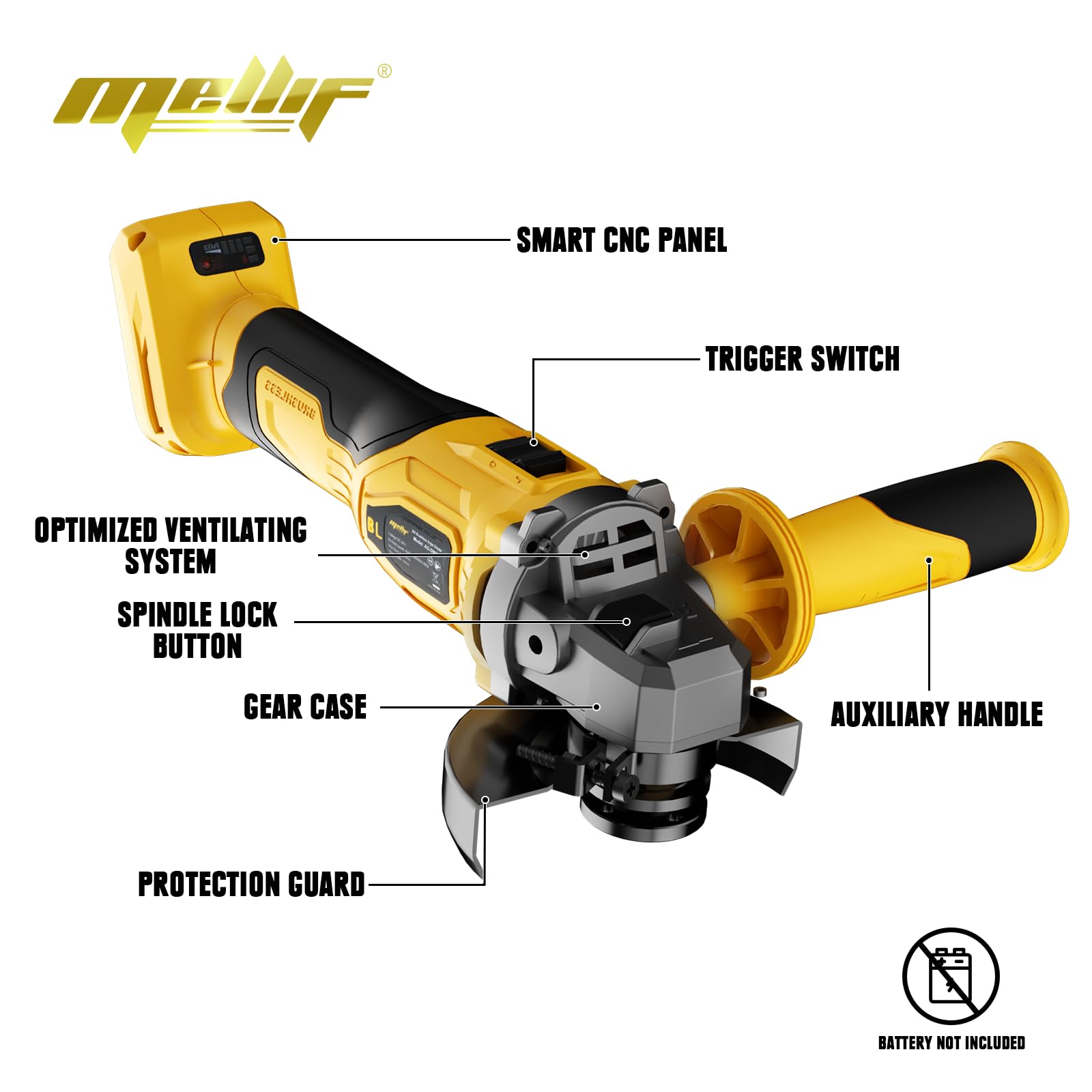 Cordless Angle Grinder, Compatible with DeWalt 20V Max Battery, 4-1/2-Inch, 8,500RPM Brushless Motor, with Cutting Wheel Disc & Pin Wrench for Metal Wood Polishing, Thin Steel, (Battery NOT Included)