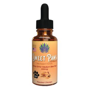 sweet paws hemp oil for pets | helps dogs and cats with anxiety, pain, stress, sleep, arthritis & seizures relief | usa small business | roasted chicken flavored | 330mg, brown