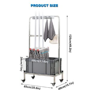 Movable Commercial Floor Mop Sink with Mop Holder, Bathroom Rectangular Mop Service Basin Slop Sinks for Garage, Store