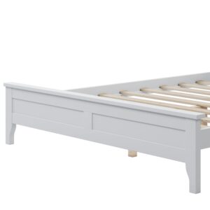 White Full Bed Frame with Headboard and Footboard , Full Size Platform Bed with Wood Slats Support , Wood Kids Full Size Bed Frame for Boys, Girls ,No Box Spring Needed (Full ,White)