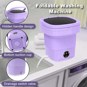 Portable Washing Machine,12L Mini Washer with Foldable Design, Small Folding Washing Machine with 3 Intelligent Cleaning Modes for Travel,Apartment,Baby Clothes,Socks（Purple)