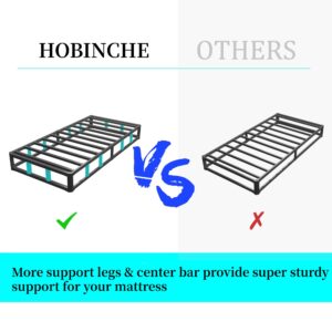 HOBINCHE 6 Inch Twin Bed Frame with More Steel Slat Support,Low Profile Twin Metal Platform Bed Frame with Round Corner Edges Support Mattress Foundation,No Box Spring Needed/Easy Assembly/Noise Free