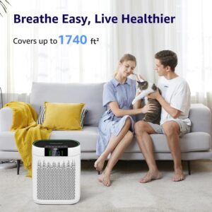 Air Purifiers for Home Large Room Bedroom up to 1740 Ft², Hepa Air Purifier with Air Quality Monitor, Smart WiFi, TRUE HEPA, Sleep Mode, Air Cleaner for Pets, Dust, Odor, Smoke, Pollen, AP2000WF