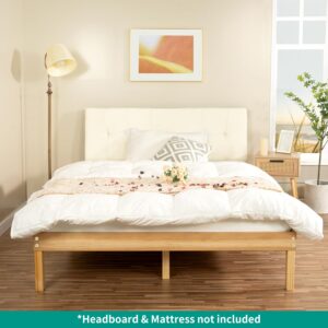 Naomi Home 14 Inch Solid Wood Platform Bed Queen Bed Frame, Pine Wood Queen Platform Bed Frame, No Squeak Bed Frame, Bed Frame Queen Size, No Box Spring Needed, Sturdy Bed Frame - Natural