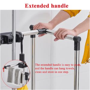 DHWDPO Cart Broom and Mop Holder Put Wet Mops,Cleaning Tool Tower Mop Holder Umbrella Stand,Movable Commercial Mop Rack,for Garden Garage Schools, Hospitals, Factories, Hotels,Property Companies Re