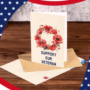 Watersay 100 Sets Veteran Thank You Cards with Envelopes and Stickers Military Appreciation Note Cards Memorial Day Watercolor Cards 4 x 6 Inch Blank Cards Bulk for Veterans Memorial Day