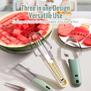 SINGYEIEC 3-in-1 Watermelon Cutter Slicer Tool, Stainless Steel Watermelon Slicer, Creative kitchen watermelon fork slicer cutter, Watermelon Popsicle Mould, melon cutter, portable fruit fork