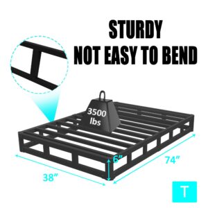 HOBINCHE 6 Inch Twin Bed Frame with More Steel Slat Support,Low Profile Twin Metal Platform Bed Frame with Round Corner Edges Support Mattress Foundation,No Box Spring Needed/Easy Assembly/Noise Free