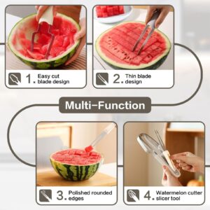 SINGYEIEC 3-in-1 Watermelon Cutter Slicer Tool, Stainless Steel Watermelon Cutter Slicer, Creative kitchen fruit cutter tool, Watermelon Popsicle Mould, melon cutter, portable fruit fork