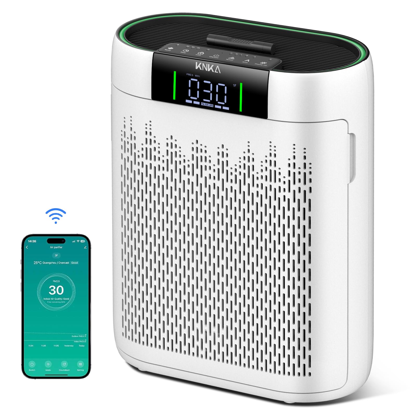 Air Purifiers for Home Large Room Bedroom up to 1740 Ft², Hepa Air Purifier with Air Quality Monitor, Smart WiFi, TRUE HEPA, Sleep Mode, Air Cleaner for Pets, Dust, Odor, Smoke, Pollen, AP2000WF