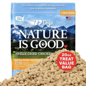 iheartdogs nature is good freeze-dried dog treats - vet-approved, filler-free raw dog treats - chicken, 20 oz value pak