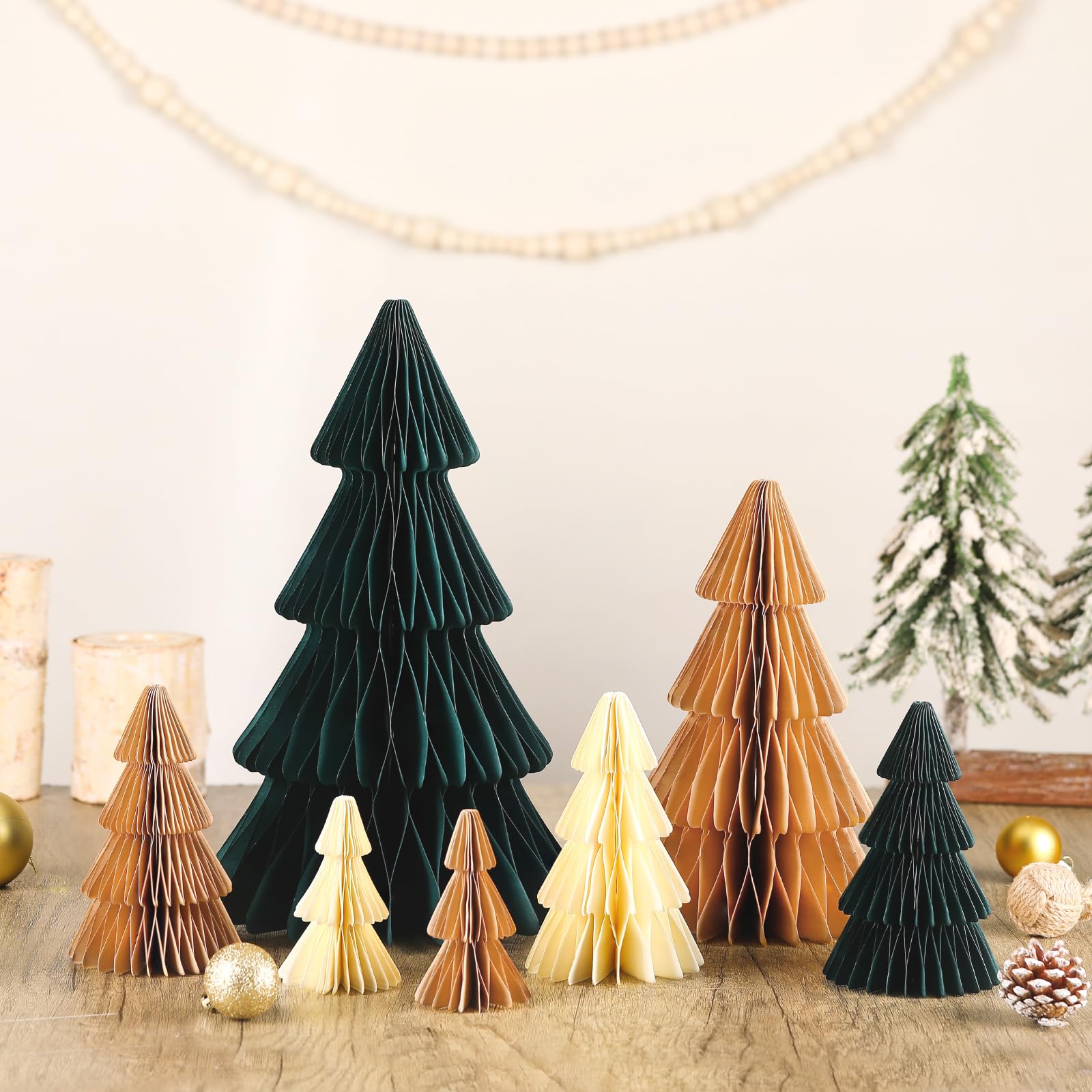 Cinnvoice 7 Pcs Christmas Tree Honeycomb Centerpiece 3D Paper Trees Centerpiece Honeycomb Paper Christmas Trees Honeycomb Table Decorations for Home Office Kitchen Xmas Gift Holiday Party Table Decor