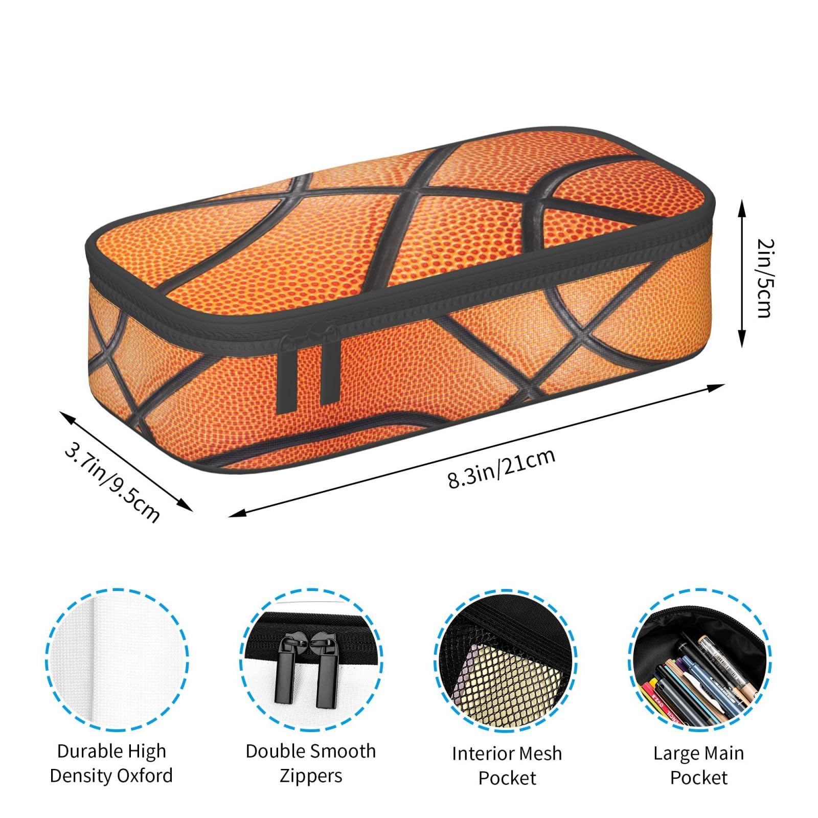 FYQZVI Personalized Basketball Pencil Case Aesthetic Large Capacity Pen Pouch Storage Bag with Compartments for Travel School Office Organizer