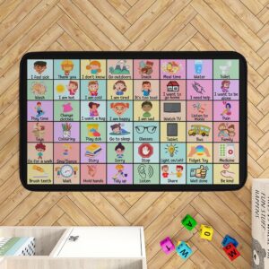 Core Vocabulary Rug, Communication Rug for Kids Sped Classroom Rug, Autism Communication Carpet, Rug for Speech Therapist Decor, School Rug (STYLE-DS02, Size Medium (4x6 feet))