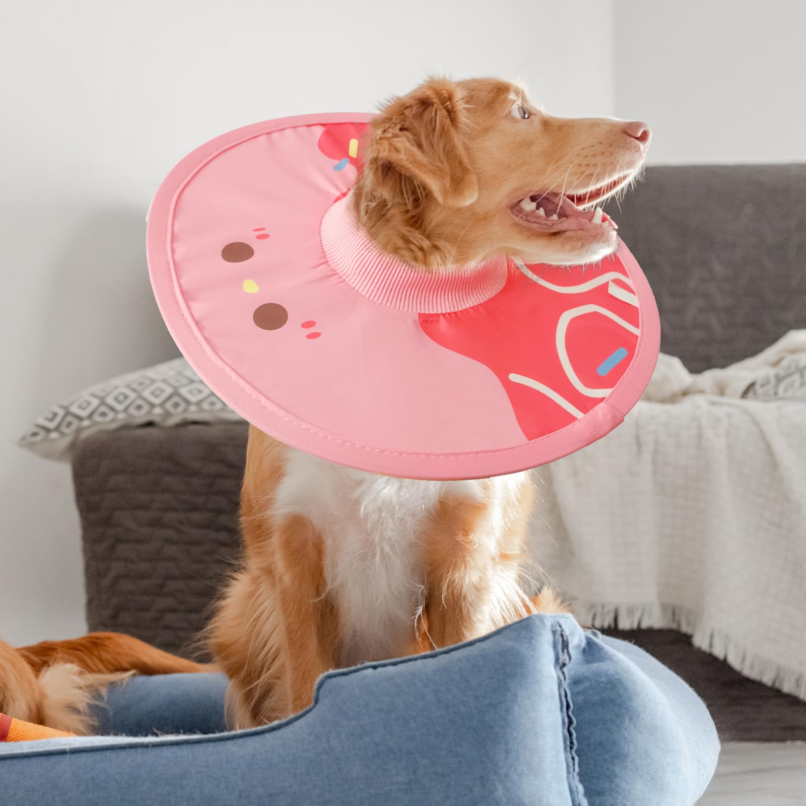 KUDES Waterproof Cat Dog Cone, Lightweight Cat Dog Cone E Collar with Low Noise Fasteners, Donut Cat Dog Pet Recovery Collar, Licking and Scratching Free Cone Pet Surgery Collar