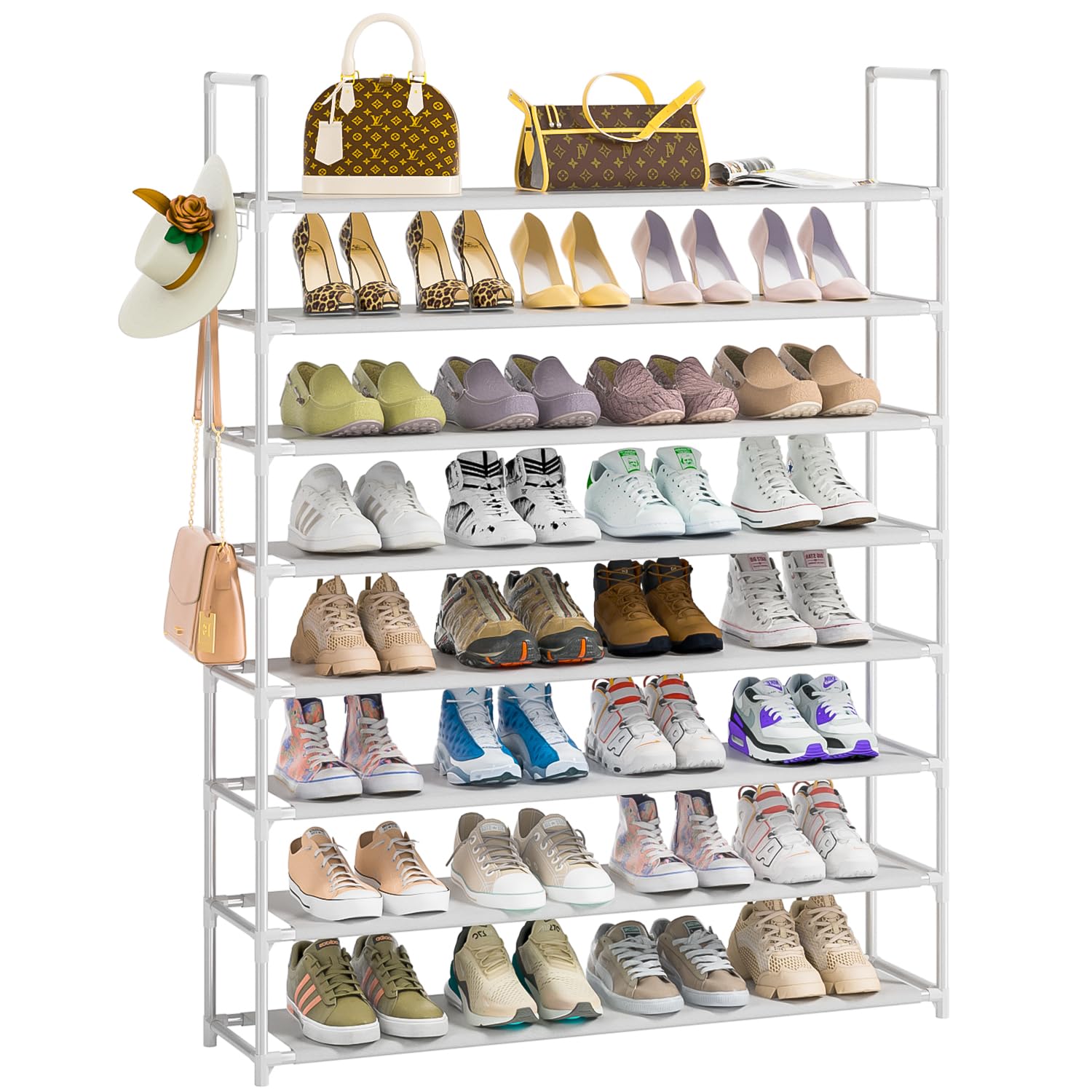 OYREL 8 Tier Shoe Rack Organizer Large Shoe Storage Rack for Closet Entryway Shoe Holder Space Saving Shoe Shelf Shoe Stand Tall Shoe Tower Metal Shoe Rack Holds up to 32-40 Pairs of Shoes