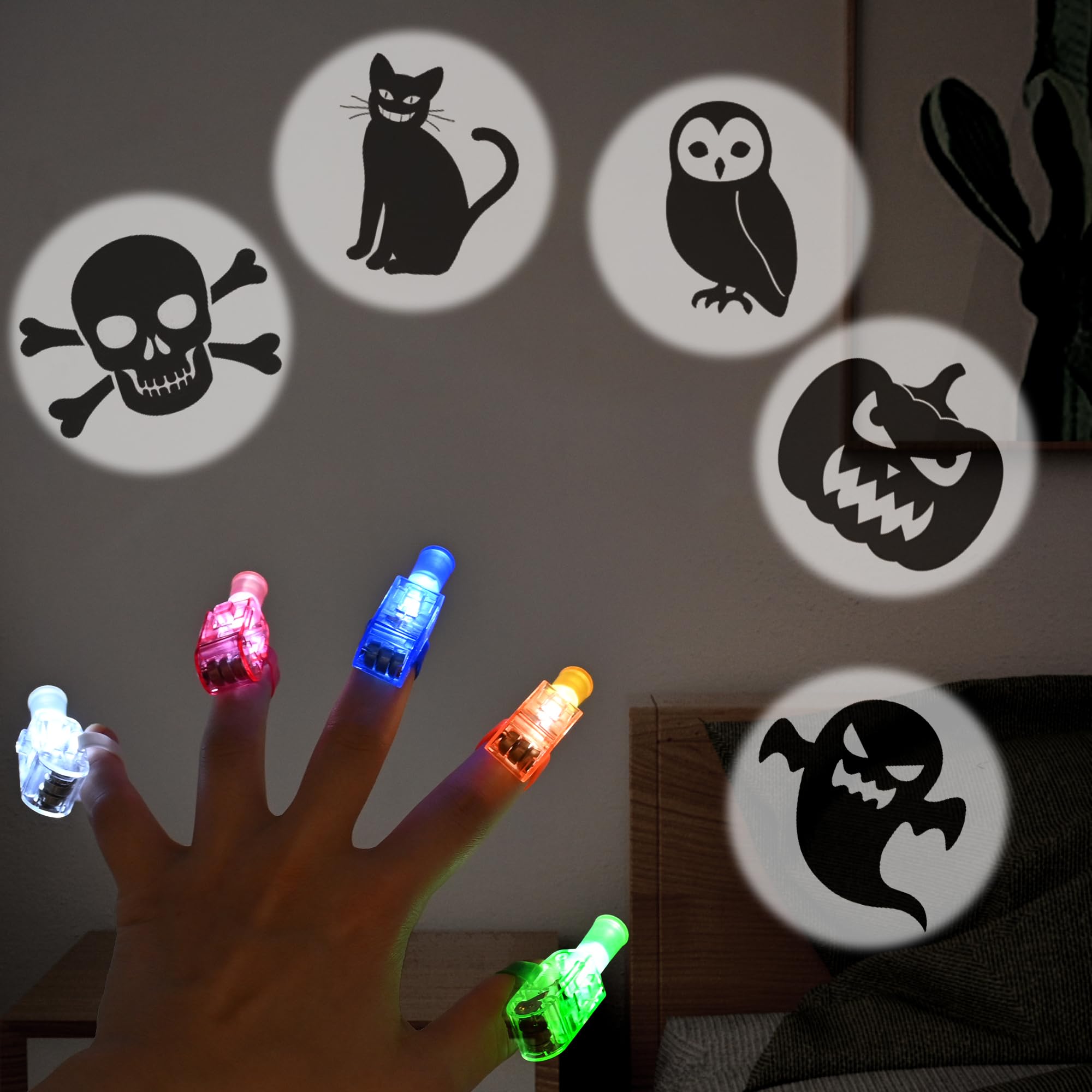 Halloween Party Favors, 40 PCS LED Finger Projector Lights, Halloween Toys for Kids Girls Boys, Glow in The Dark Toys Bulk for Halloween Party Favors Supplies Classroom Prizes Trick or Treat Gifts