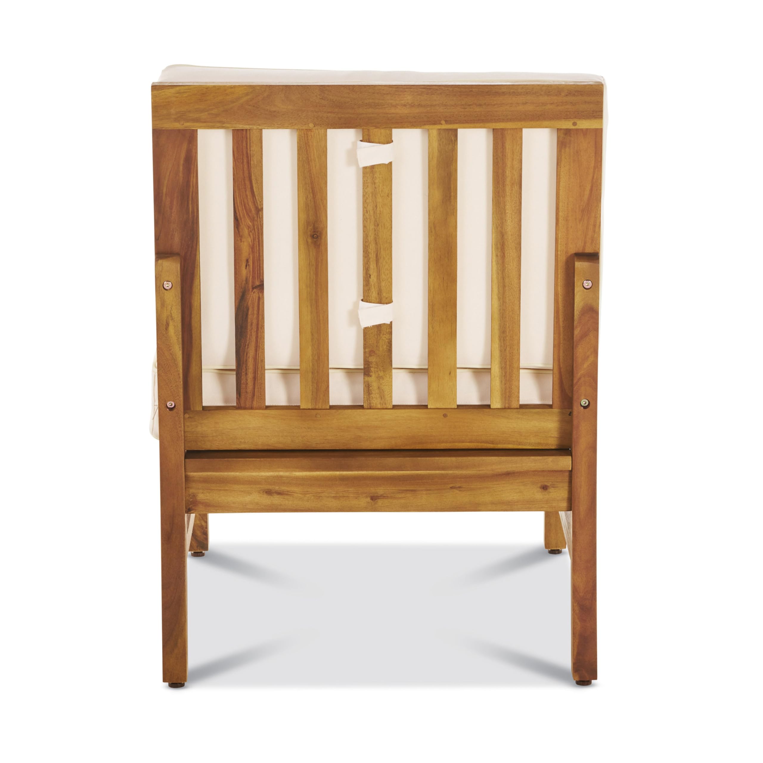 Christopher Knight Home Giancarlo Outdoor Acacia Wood Armless Chair with Water Resistant Cushion, 23.75 "W x 28 "D x 32.75 "H, Teak + Cream