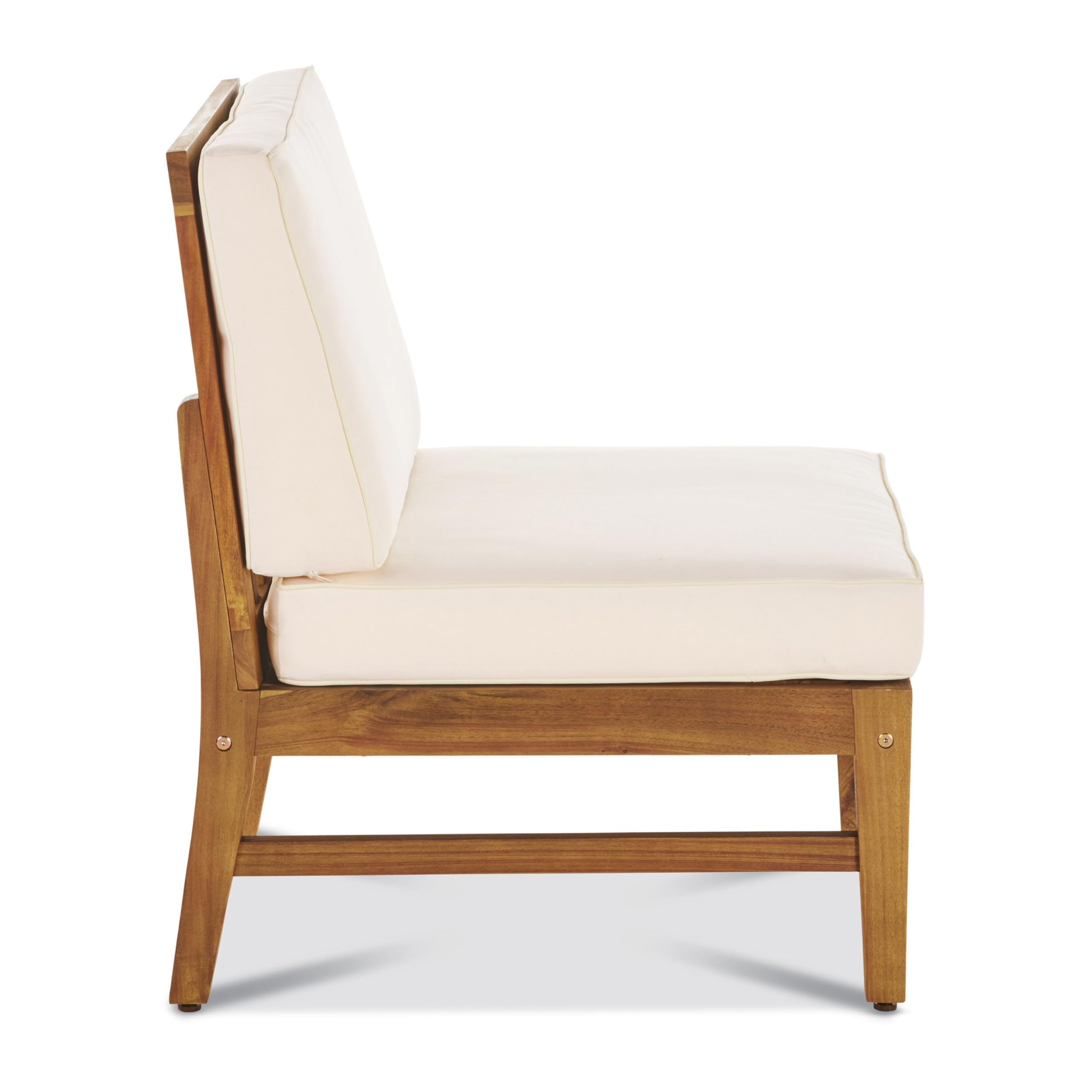 Christopher Knight Home Giancarlo Outdoor Acacia Wood Armless Chair with Water Resistant Cushion, 23.75 "W x 28 "D x 32.75 "H, Teak + Cream