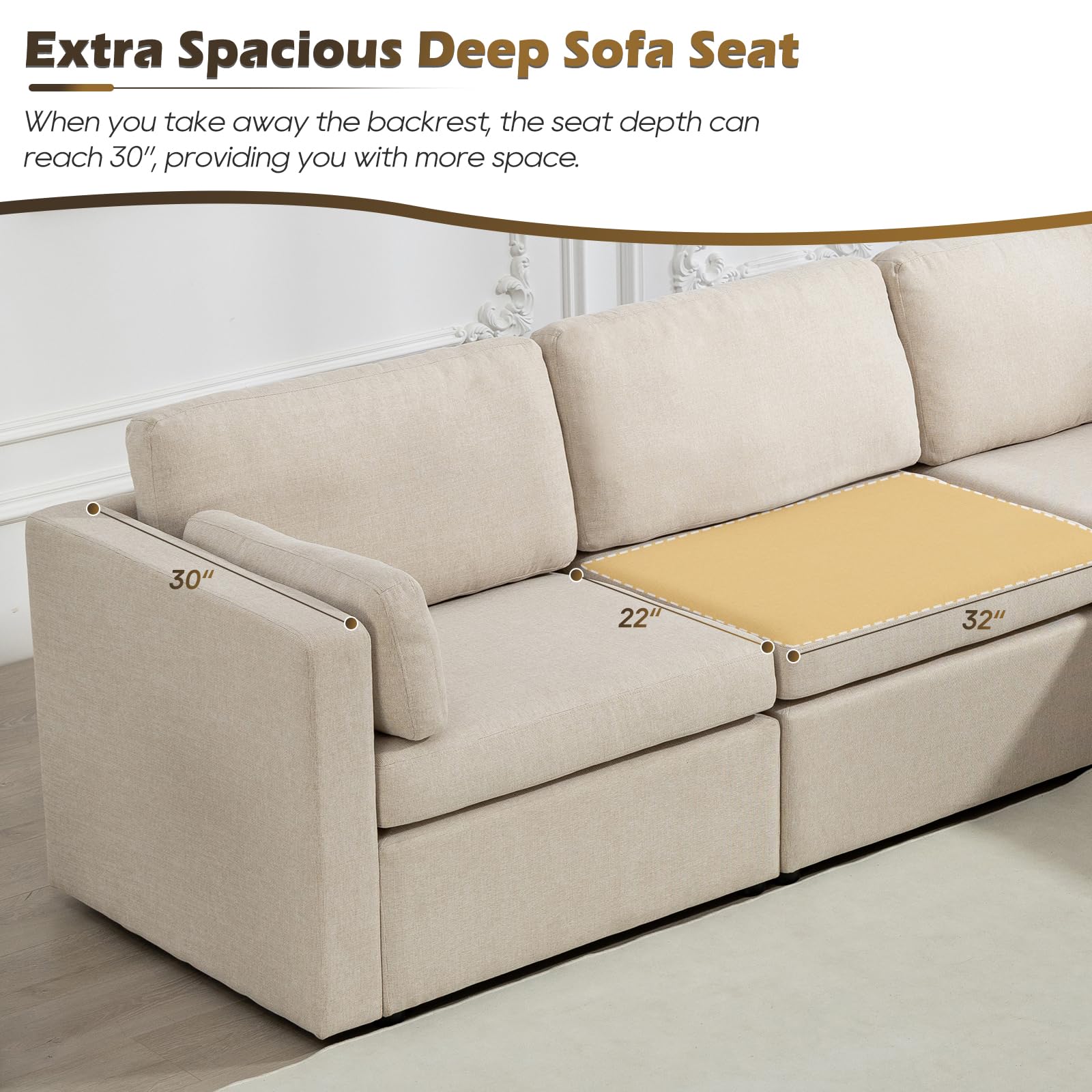 Consofa Modular Sectional Sofa, L Shape Sectional Sofa with Storage Ottoman, Convertible Sectional Sofa Couch with Removable Cover, Deep Seat Sectional Couches for Living Room, Apartment, Office