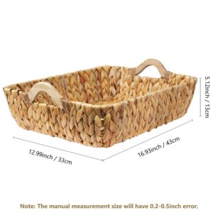 VILSSOVY 2 Packs Wicker Basket, Hyacinth Wicker Storage Baskets for Shelves, Woven Baskets for Storage, with Handle for Pantry, Bedroom, Laundry(16.93"x12.99"x5.12")