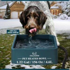 Extra Large Heated Water Bowl for Outdoor Dog & Cat, Outside Heated Dog Bowl Provides Drinkable Water in Winter, Heated Pet Bowl No Freeze Waterer Dish for Rabbit, Chicken, Duck, Squirrel