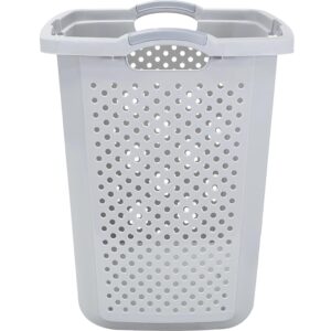 YLMZA Plastic Laundry Basket 2.5 Bushel, Soft Silver Can Laundry Hamper Baskets for Organizing Laundry Basket Laundry Organizer