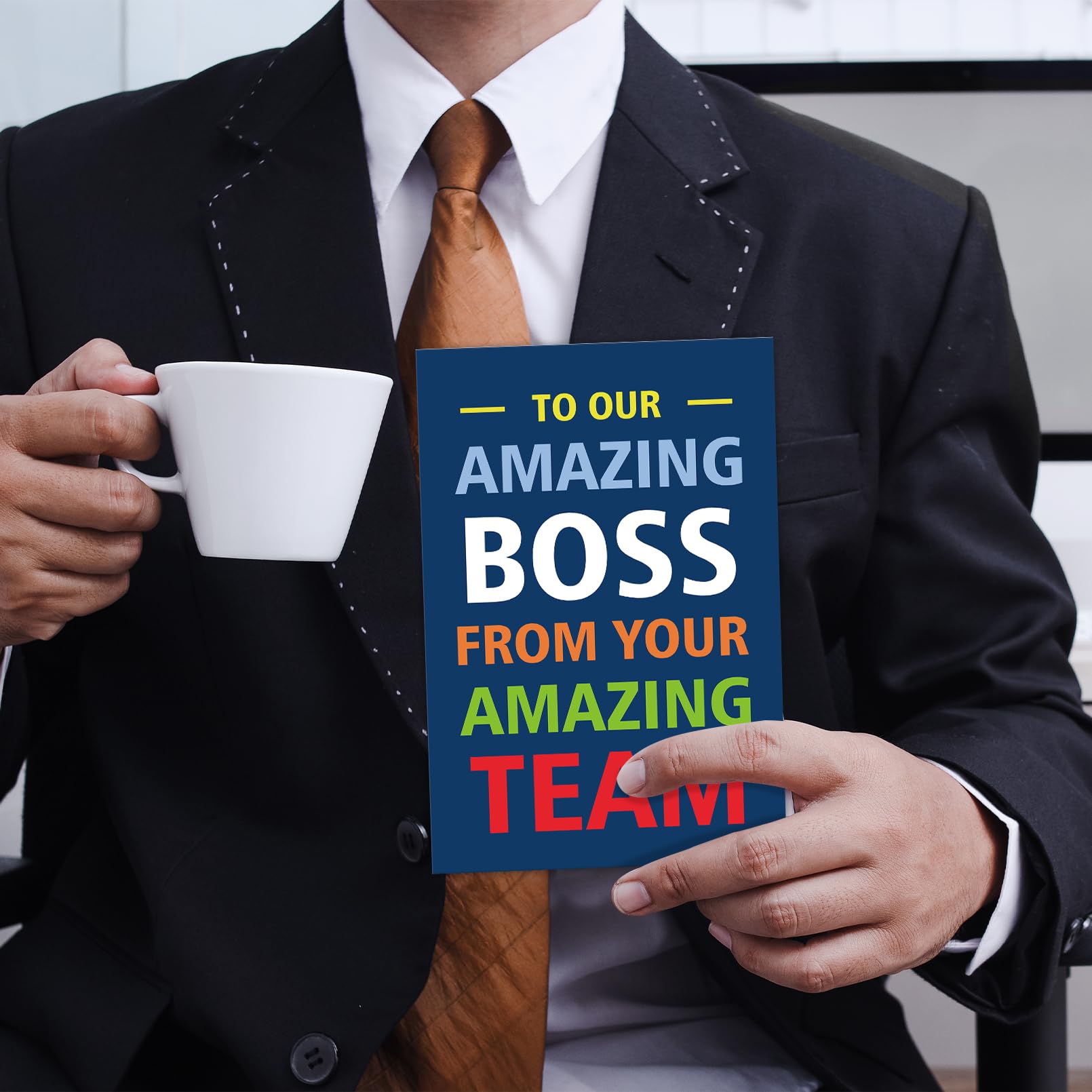 Huokiriki Boss Birthday Card for Men Women, Funny Bosses Day Gift, Appreciation Card for Boss Leader Mentor,To Our Amazing Boss from Your Amazing Team,Thick card stock,Envelope Included.