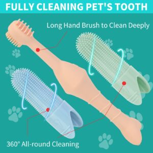 YELUFT Dog Toothbrush, Dog Tooth Brushing Kit with 360° Finger Toothbrush and Dual Head Dog Cat Toothbrush, Food Grade Silicone Dog Teeth Cleaning Kit, 3pcs Ultra-Soft Pet Dog Dental Care Toothbrush