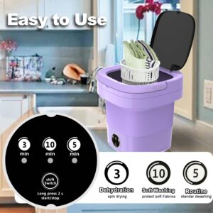 Portable Washing Machine,12L Mini Washer with Foldable Design, Small Folding Washing Machine with 3 Intelligent Cleaning Modes for Travel,Apartment,Baby Clothes,Socks（Purple)