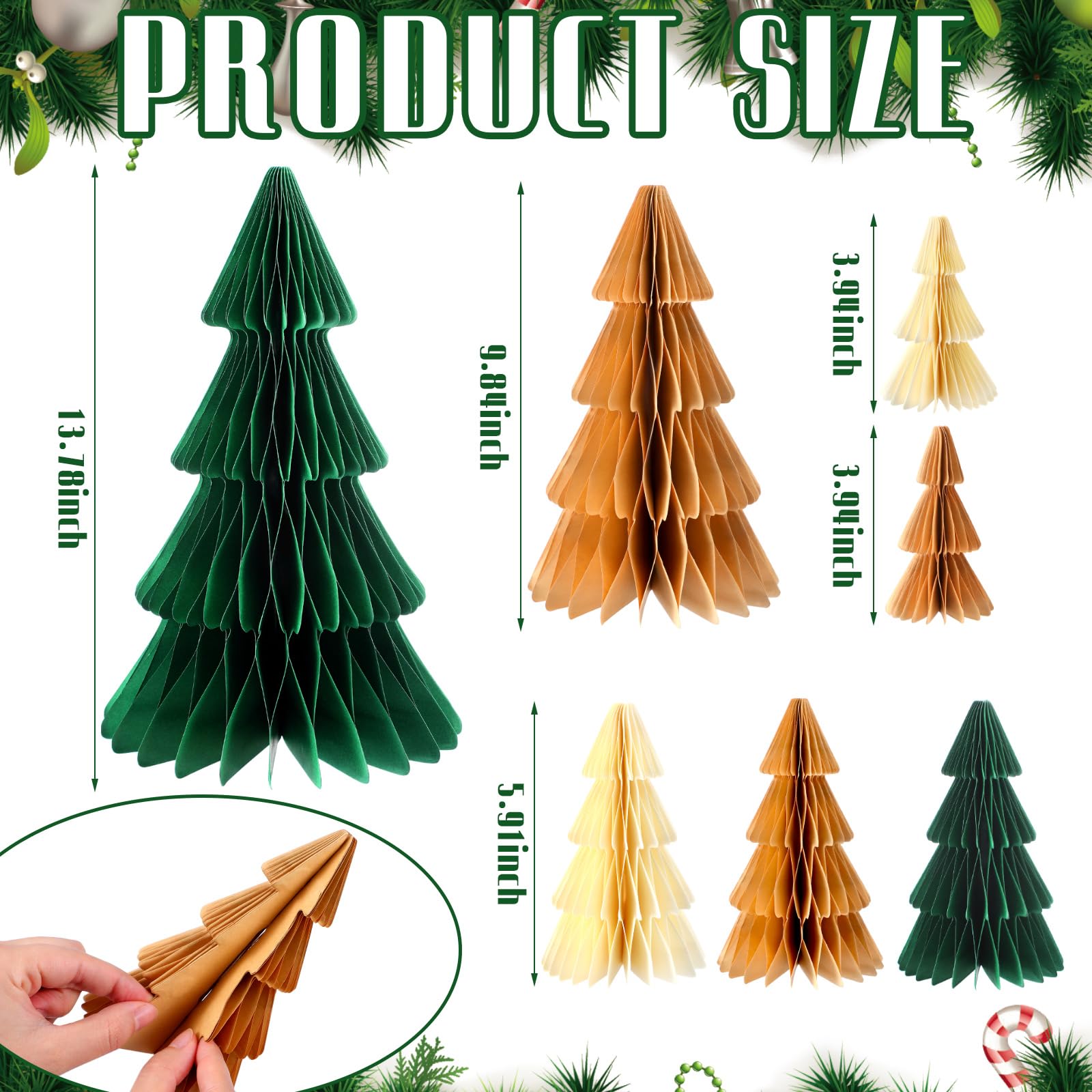 Cinnvoice 7 Pcs Christmas Tree Honeycomb Centerpiece 3D Paper Trees Centerpiece Honeycomb Paper Christmas Trees Honeycomb Table Decorations for Home Office Kitchen Xmas Gift Holiday Party Table Decor