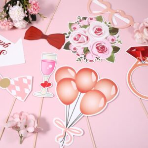 AOZUO Wedding Photo Booth Props, 23PCS Rose Gold Pastel Photobooth Selfies Props Kits with Sticks and Stickers for Women Girls Bridal Birthday Bachelorette Night Party Favors Supplies Decorations