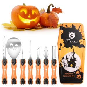 pumpkin carving tools for halloween decorations: professional pumpkin carving knife set 7 pcs stainless steel sculpting kit diy jack-o-lanterns cutting supplies double-side pumpkin carver for adult