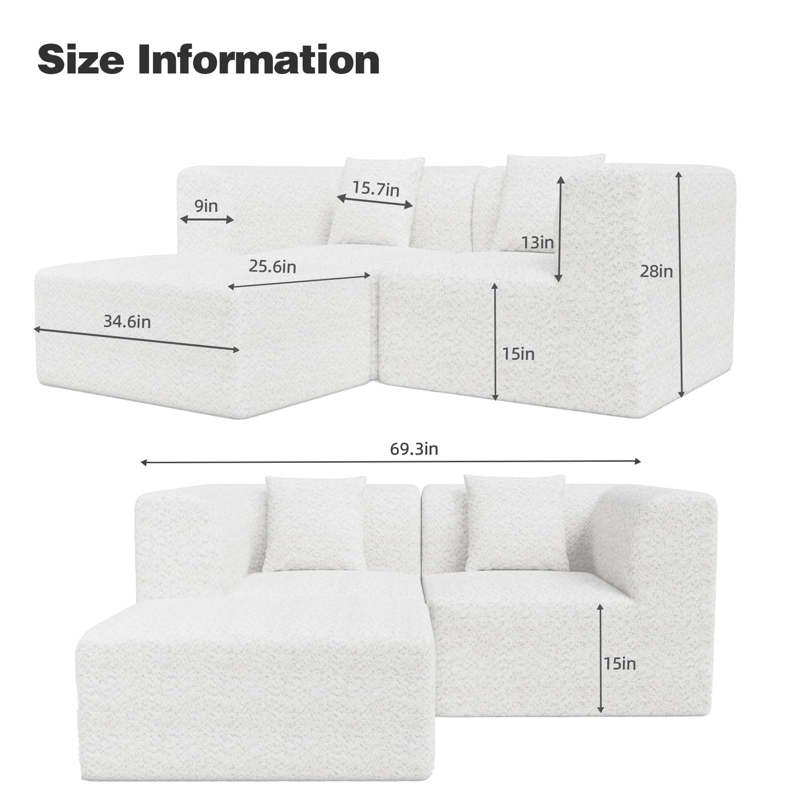 XSZD 69" Love Seat L Shaped Soft and Comfy Sectional Couches for Living Room Recliner Sofa Compression Packing Versatile Sectional Couch for Small Spaces