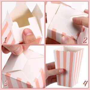 48 Pcs Popcorn Cups Paper Pink Popcorn Boxes French Fry Cups Snack Holders Paper Treat Bags for Birthday Party