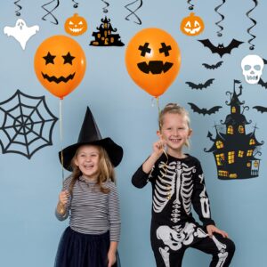 DECORLIFE Halloween Party Decorations - Halloween Decoration Indoor with Happy Halloween Banner, Halloween Swirls, Lanterns, Castle Bats Spiders Web Balloons - Halloween Decor for Home Classroom Car