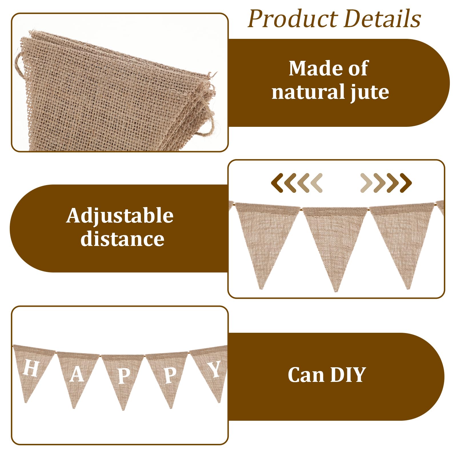 13 PCS Burlap Banners to Decorate Blank 5.31"X6.69" Burlap Pennant Banner, DIY Customizable Burlap Banner Faux Burlap for Birthday, Graduation and Wedding