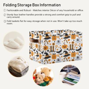 YETTASBIN Halloween Pumpkin Storage Basket 1PC, Large Collapsible Toys Clothes Organizer, Long-Lasting Canvas Storage Bin with Handle for Shelves Closet Laundry Home Office Decor