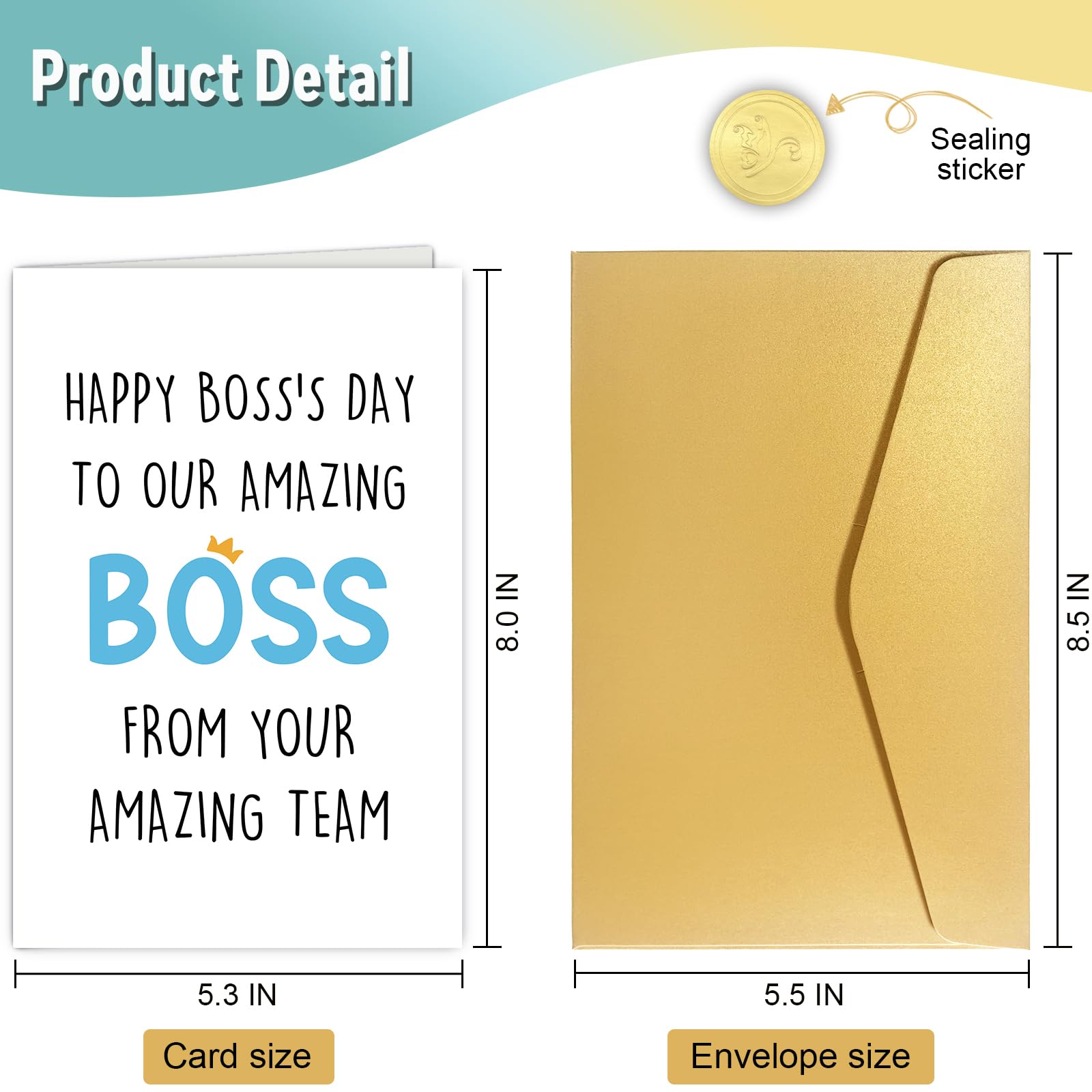 Spercy Boss Day Card for Him Her, Boss Appreciation Card, Bosses Day Card Gift for Women Men, Happy Boss's Day to Our Amazing Boss