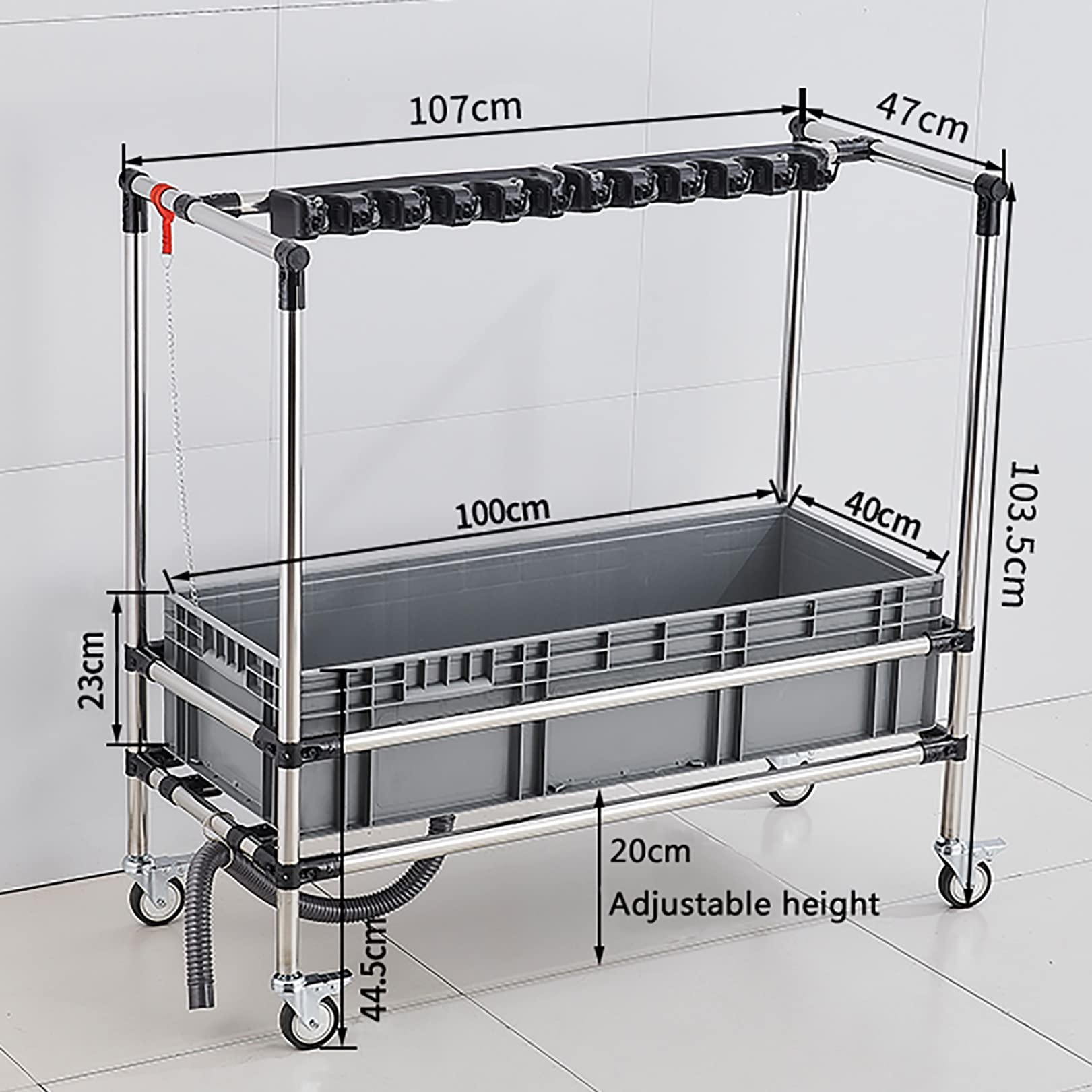 DHWDPO Cart Broom and Mop Holder Put Wet Mops,Cleaning Tool Tower Mop Holder Umbrella Stand,Movable Commercial Mop Rack,for Garden Garage Schools, Hospitals, Factories, Hotels,Property Companies Re