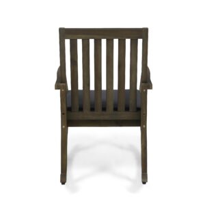 Merax Outdoor Acacia Wood Rocking Chair with Water-Resistant Cushion for Patio,Garden,Porch, Dark Grey