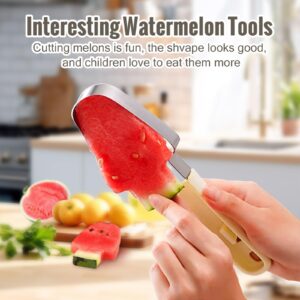 SINGYEIEC 3-in-1 Watermelon Cutter Slicer Tool, Stainless Steel Watermelon Cutter Slicer, Creative kitchen fruit cutter tool, Watermelon Popsicle Mould, melon cutter, portable fruit fork