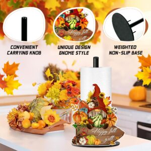 Fall Paper Towel Holder - Pumpkin Gnomes Sunflower Floral Kitchen Decor Accessories - Farmhouse Autumn Thanksgiving Decorations Home Kitchen Table Bathroom Decor, Countertop Metal Large Towel Stand