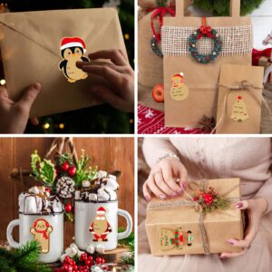 YUUIKLLE 300PCS Christmas Stickers 2x3 Inch Christmas Santa Claus Snowman Stickers 6 Designs of Self Adhesive Labels Kraft Paper Stickers,for Wrapping Birthday Envelopes Wedding Holiday Decor