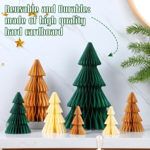 Cinnvoice 7 Pcs Christmas Tree Honeycomb Centerpiece 3D Paper Trees Centerpiece Honeycomb Paper Christmas Trees Honeycomb Table Decorations for Home Office Kitchen Xmas Gift Holiday Party Table Decor