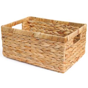 vilssovy wicker storage basket, hyacinth storage baskets for organizing, large wicker baskets for storage, woven basket for bedroom, living room(14.17"x10.24"x6.69")