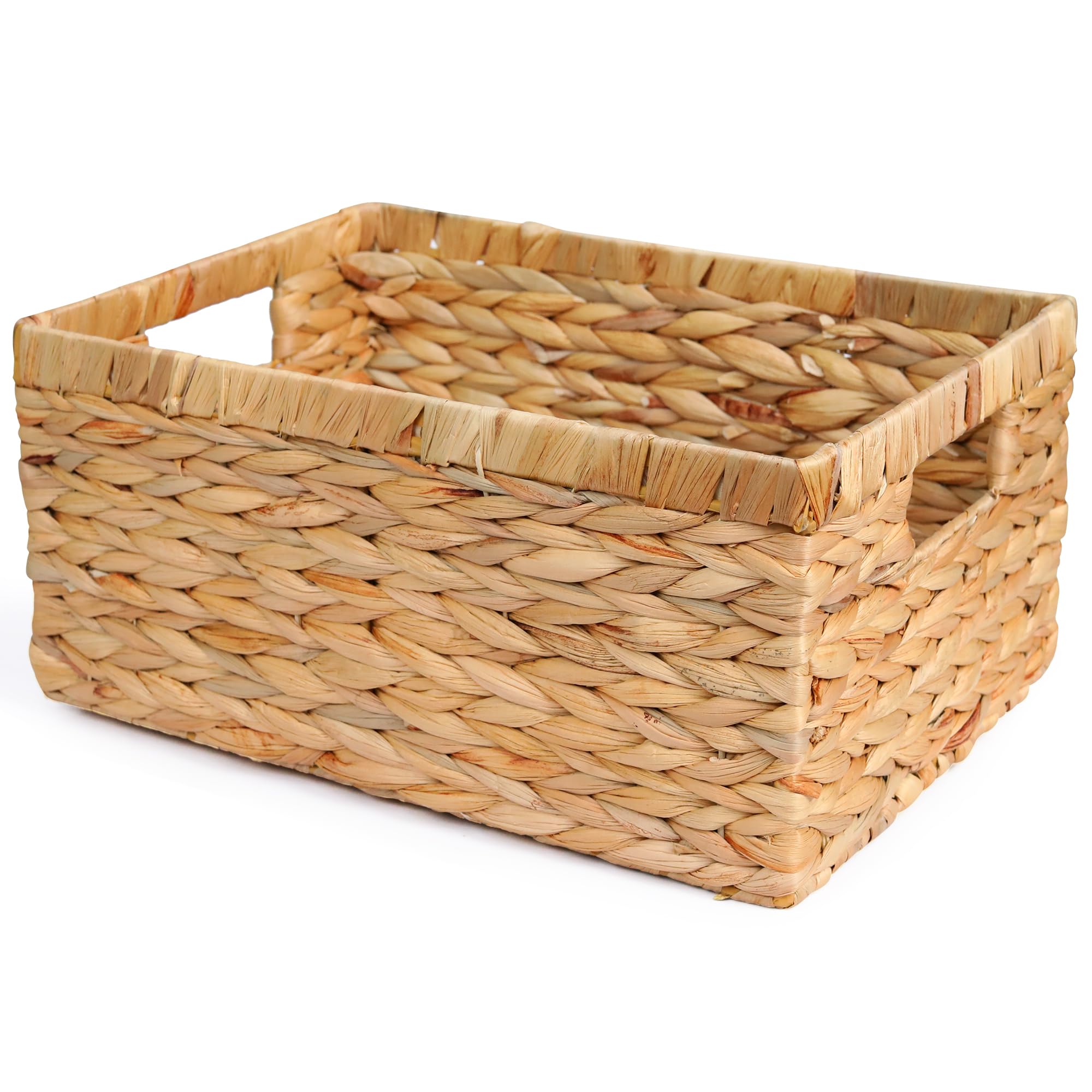 VILSSOVY Wicker Storage Basket, Hyacinth Storage Baskets for Organizing, Large Wicker Baskets for Storage, Woven Basket for Bedroom, Living Room(14.17"x10.24"x6.69")