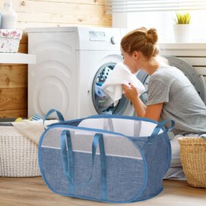 Qivine Pop Up Laundry Hamper, 65L Foldable Laundry Hamper Mesh Laundry Basket with Strong Handles Portable Travel Laundry Hamper Mesh Hamper for Laundry Room, Drom, Bathroom (1)