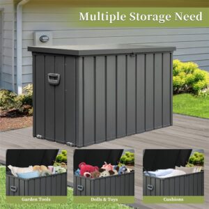 TZXTW 200 Gallon Outdoor Storage Deck Box Waterproof, Lockable UV Resistant Container Large Patio Storage Bin for Outside Cushions, Throw Pillows, Garden Tools(Dark Gray)