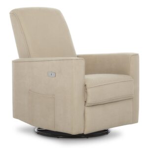 evolur harlow deluxe upholstered plush seating glider swivel, power recliner with usb port, greenguard gold certified, glider chair for nursery in tan